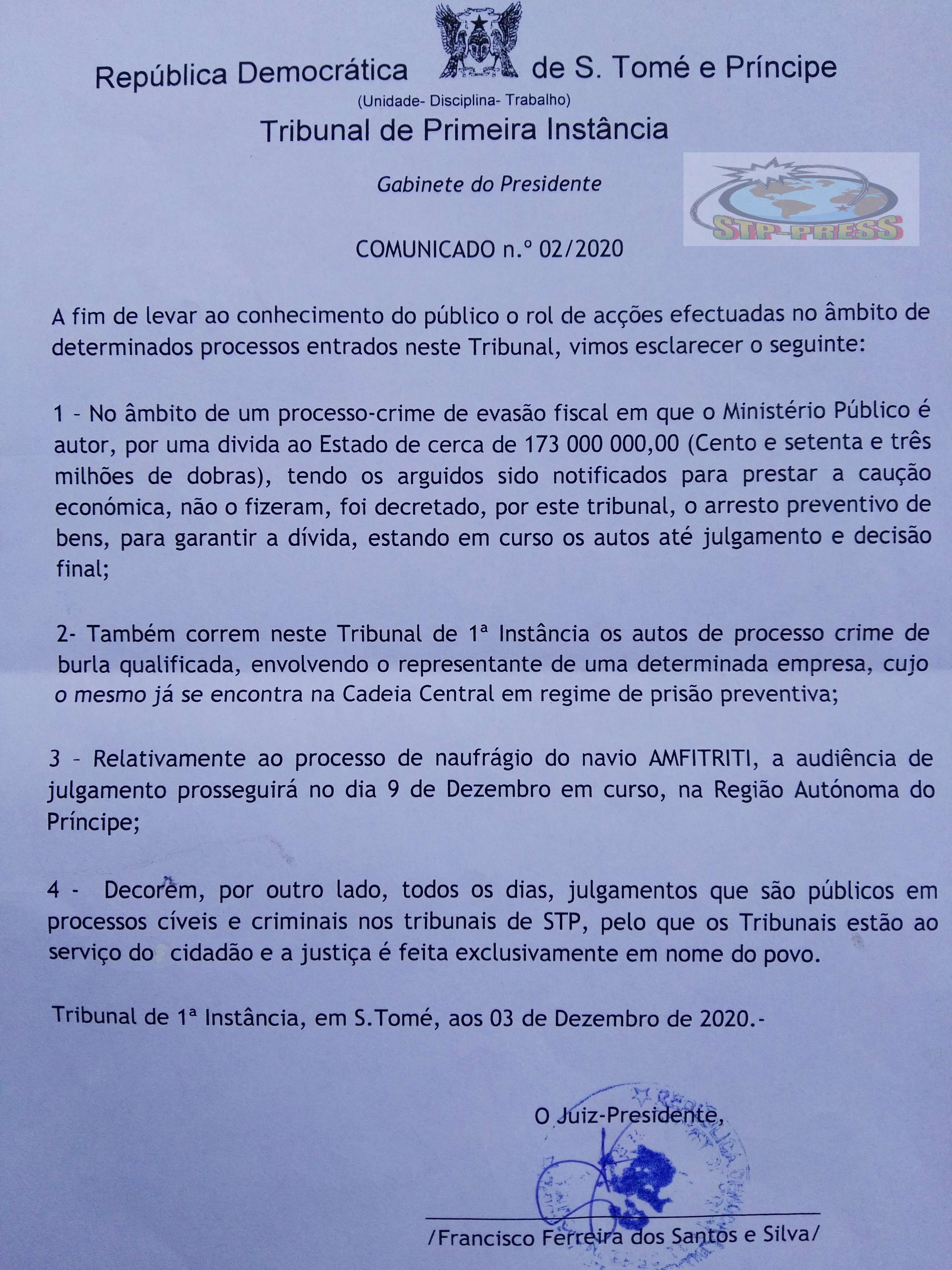 Comunicado do Tribunalppp
